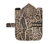 Poeticcity Soft Pet Towel Coat for Dogs Cats, Bath Robe Absorbent Bathrobewith Hood Adjustable Collar & Belly Strap, M Seamless Brown Leopard Skin Giraffe Skin Animal Texture
