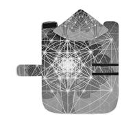 Poeticcity Soft Pet Towel Coat for Dogs Cats, Bath Robe Absorbent Bathrobewith Hood Adjustable Collar & Belly Strap, S Tree with Sacred Geometry Symbols Elements Circles and Star
