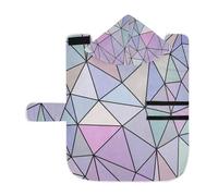 Poeticcity Soft Pet Towel Coat for Dogs Cats, Bath Robe Absorbent Bathrobewith Hood Adjustable Collar & Belly Strap, M Colorful Polygonal Mosaic Multicolor Geometric Purple Pink Blue