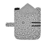 Poeticcity Soft Pet Towel Coat for Dogs Cats, Bath Robe Absorbent Bathrobewith Hood Adjustable Collar & Belly Strap, M Retro Kaleidoscope Mandala Floral Flower Tribal Ethnic Motifs