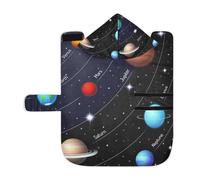 Poeticcity Soft Pet Towel Coat for Dogs Cats, Bath Robe Absorbent Bathrobewith Hood Adjustable Collar & Belly Strap, M Solar System with The Sun Earth Mars Mercury Jupiter Saturn