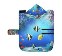 Poeticcity Soft Pet Towel Coat for Dogs Cats, Bath Robe Absorbent Bathrobewith Hood Adjustable Collar & Belly Strap, S Colorful Underwater World with Fish Plants Coral Reef Blue Ocean