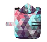 Poeticcity Soft Pet Towel Coat for Dogs Cats, Bath Robe Absorbent Bathrobewith Hood Adjustable Collar & Belly Strap, M Mosaic Triangles Vintage Geometric Diamond Rhombus Lozenges