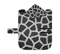 Poeticcity Soft Pet Towel Coat for Dogs Cats, Bath Robe Absorbent Bathrobewith Hood Adjustable Collar & Belly Strap, S Giraffe Skin Animal Texture Seamless Black White Geometric