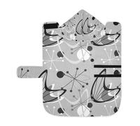 Poeticcity Soft Pet Towel Coat for Dogs Cats, Bath Robe Absorbent Bathrobewith Hood Adjustable Collar & Belly Strap, S Seamless Vintage Atomic Retro mid Century 1950 Black Grey Style