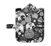 Poeticcity Soft Pet Towel Coat for Dogs Cats, Bath Robe Absorbent Bathrobewith Hood Adjustable Collar & Belly Strap, M Vintage Enamored Elephants Elephant Circles Flowers on Dark