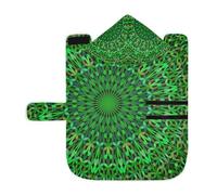 Poeticcity Soft Pet Towel Coat for Dogs Cats, Bath Robe Absorbent Bathrobewith Hood Adjustable Collar & Belly Strap, S Green Kaleidoscope Mandala Floral Flower Tribal Ethnic Motifs