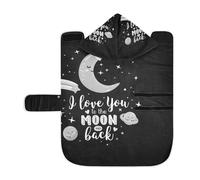 Poeticcity Soft Pet Towel Coat for Dogs Cats, Bath Robe Absorbent Bathrobewith Hood Adjustable Collar & Belly Strap, S Quotes I Love You to The Moon and Back Stars, Space Planets Style