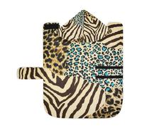 Poeticcity Soft Pet Towel Coat for Dogs Cats, Bath Robe Absorbent Bathrobewith Hood Adjustable Collar & Belly Strap, M Tiger Print Zebra Skin Leopard Texture Animal Skin Background