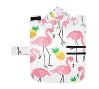 Poeticcity Soft Pet Towel Coat for Dogs Cats, Bath Robe Absorbent Bathrobewith Hood Adjustable Collar & Belly Strap, S Seamless Watercolor Tropical Pink Flamingo Yellow Pineapple
