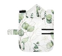 Poeticcity Soft Pet Towel Coat for Dogs Cats, Bath Robe Absorbent Bathrobewith Hood Adjustable Collar & Belly Strap, S Eucalyptus Branches, Green Eucalyptus Leaves Golden Linear Leaves