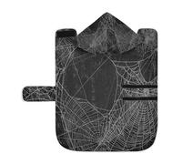 Poeticcity Soft Pet Towel Coat for Dogs Cats, Bath Robe Absorbent Bathrobewith Hood Adjustable Collar & Belly Strap, S Vintage Spider Web Against Retro Black Halloween Wall