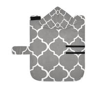 Poeticcity Soft Pet Towel Coat for Dogs Cats, Bath Robe Absorbent Bathrobewith Hood Adjustable Collar & Belly Strap, M Seamless Grey Moroccan Tiles with White Lines Traditional Elements