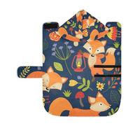 Poeticcity Soft Pet Towel Coat for Dogs Cats, Bath Robe Absorbent Bathrobewith Hood Adjustable Collar & Belly Strap, M Orange Foxes with Herbs Flowers Mushroom on Dark Purple