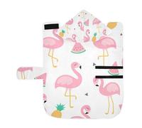 Poeticcity Soft Pet Towel Coat for Dogs Cats, Bath Robe Absorbent Bathrobewith Hood Adjustable Collar & Belly Strap, S Pink Flamingos Watermelon Yellow Pineapple Black Triangles