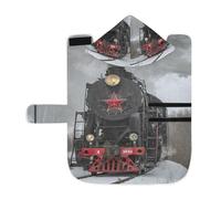 Poeticcity Soft Pet Towel Coat for Dogs Cats, Bath Robe Absorbent Bathrobewith Hood Adjustable Collar & Belly Strap, S Steam Train in Winter with White Snow, on The Track Route
