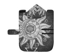 Poeticcity Soft Pet Towel Coat for Dogs Cats, Bath Robe Absorbent Bathrobewith Hood Adjustable Collar & Belly Strap, M Alchemy Symbols Planet Icon Magic, Astrology, Mystery