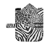 Poeticcity Soft Pet Towel Coat for Dogs Cats, Bath Robe Absorbent Bathrobewith Hood Adjustable Collar & Belly Strap, S Black White Tiger Print Zebra Skin Leopard Texture Animal Skin