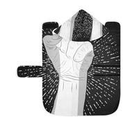 Poeticcity Soft Pet Towel Coat for Dogs Cats, Bath Robe Absorbent Bathrobewith Hood Adjustable Collar & Belly Strap, S Human Hand with a Fist Raised up with White Rays on Dark