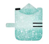 Poeticcity Soft Pet Towel Coat for Dogs Cats, Bath Robe Absorbent Bathrobewith Hood Adjustable Collar & Belly Strap, M Teal Green Glitter Sparkle Confetti Turquoise Aqua Mint Diamonds