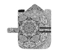 Poeticcity Soft Pet Towel Coat for Dogs Cats, Bath Robe Absorbent Bathrobewith Hood Adjustable Collar & Belly Strap, S Ethnic Tribal Boho Paisley Tattoo Mandala Flower Monochrome