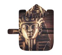 Poeticcity Soft Pet Towel Coat for Dogs Cats, Bath Robe Absorbent Bathrobewith Hood Adjustable Collar & Belly Strap, S Ancient Brown Stone Pharaoh Tutankhamen Mask on Dark Background