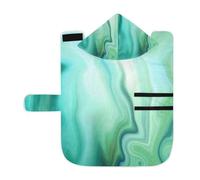Poeticcity Soft Pet Towel Coat for Dogs Cats, Bath Robe Absorbent Bathrobewith Hood Adjustable Collar & Belly Strap, S Liquid Marble Agate Paint Emerald Green Macro Wave Lines