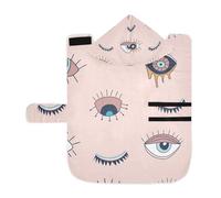 Poeticcity Soft Pet Towel Coat for Dogs Cats, Bath Robe Absorbent Bathrobewith Hood Adjustable Collar & Belly Strap, M Doodle Drawing Evil Magic, Witchcraft, Occult Symbol on Pink