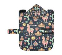 Poeticcity Soft Pet Towel Coat for Dogs Cats, Bath Robe Absorbent Bathrobewith Hood Adjustable Collar & Belly Strap, M Mexican Sun, Cactus, Llama, Sombrero, Flowers Day of The Dead