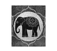 Poeticcity Tribal Ethnic Indian Elephant with Mandalas Black White 1PC Blanket, Lightweight Plush Throws Siesta 50x60 Inches Super-Soft Fluffy Warm Cozy Travel Crystal Velvet Carpet for Bed Couch