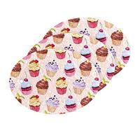 Poeticcity Watercolor Seamless Cupcakes with Strawberries Cherries 3PCs Scrub Sponges, Two-Sided Dishes Oval Foam Wood Pulp Pop up Sponge Cleaning Kitchen Non-Scratch Compressed Scrubber Sponges