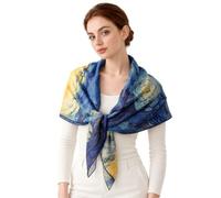 PoeticEHome 100% Cashmere Scarf Wrap - Women Large Soft Square Shawl, Artistic Painting Design | Luxury Gift Box