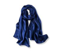 PoeticEHome 100% Mulberry Silk Long Scarf Wrap - Women's Large Oblong Sunscreen Shawl with Gift Packaging, R4 - Navy Blue, 68" x 21" (173x53cm)