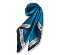 PoeticEHome 100% Mulberry Silk Neck Scarf 21"x21" Small Square Scarfs for Women Gift Packed, J3 - Peacock Blue, 21"x21" (53x53cm)