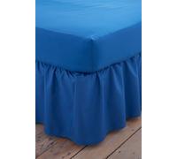 Poetry Plain Dye Polycotton Platform Valance Sheet Frilled Martex Mid Blue King