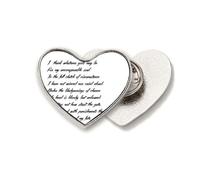 Poetry Quote Never Surrender Unbeatable Heart Metal Pin Brooch Clip Love