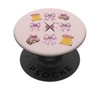 Poetry Slam Poet Girl Mom Pink Coquette Bow PopSockets Adhesive PopGrip