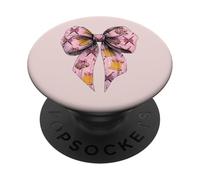 Poetry Slam Poet Girl Mom Pink Coquette Bow PopSockets Adhesive PopGrip