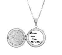 Poetry Today Already Walk Tomorrow Locket Necklace Hold Picture Jewelry Birthday Gift
