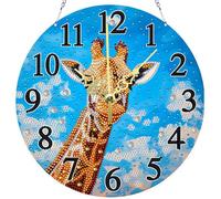 POETRYDRAW 2D Flat DIY Giraffe 5D Hanging Clock Art Craft for Living Room Decoration