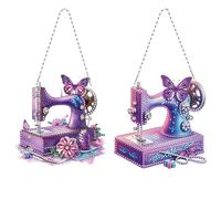 POETRYDRAW 2pcs Sewing Machine 2D Flat DIY Diamond Art Pendant Wall Decor