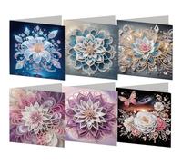 POETRYDRAW 6Pcs Winter Tiger Cat DIY Card Rhinestone Painting Card Kit Greeting Card for Holiday Party Favors