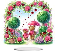 POETRYDRAW Acrylic Special Shape Rose Lighthouse Tabletop Ornaments Kit Table Top Ornament Kits 5D DIY Diamond Art Tabletop Decorations Bedroom Table Decor