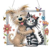 POETRYDRAW Cat and Dog 2D Flat DIY Set Diamond Art Pendant Home Wall Decor