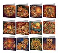 PoetryDraw Diamond Art Greeting Cards Set 12 Pack with Envelopes (Autumn