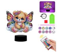 POETRYDRAW Diamond Art Painting Art Kit Butterfly Bear, 5D DIY LED Special Shaped Crystal Gem Light Art Kit, Acrylic & Crystal Material, Multicolor, Rechargeable for Adult Home Decor
