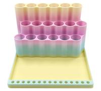 PoetryDraw Diamond Painting Pen Holder Lightweight & Sturdy Plastic Construction Portable Diamond Painting Tool Organizer Box with Tray Ideal for Beginners & Professional Artists (Purple-Yellow-Blue G