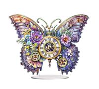 POETRYDRAW DIY 5D Acrylic Diamond Painting Clock Kits for Adults Butterfly Special Shaped Diamond Art Clock Crystal Rhinestone Diamond Painting by Number Mosaic Art Crafts Home Decoration