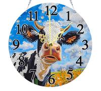 POETRYDRAW DIY 5D Acrylic Diamond Painting Clock Kits for Adults Flower Animals Special Shaped Art Wall Clock Crystal Rhinestone Diamond Painting by Number Mosaic Art Crafts Home Wall Decor (Blue-09)