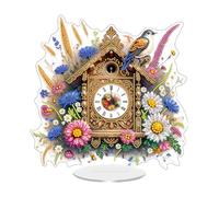POETRYDRAW DIY 5D Acrylic Diamond Painting Clock Kits for Adults Flower House Special Shaped Diamond Art Clock Crystal Rhinestone Diamond Painting by Number Mosaic Art Crafts Home Decoration
